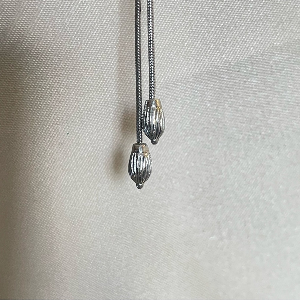 Crystals in silver tone metal setting bolo tie Necklace y2k - Picture 10 of 11